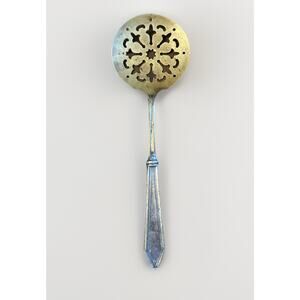 Vintage Sterling Silver Handle Slotted Tomato Serving Spoon Pierced 8.5"